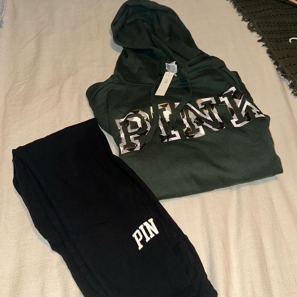 PINK OUTFIT- top brand new with tags, bottoms were worn once.